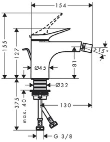 Baterie bideu, Hansgrohe, Vivenis, cu ventil, alb mat