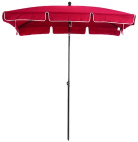 Outsunny Umbrelă de Grădină Dreptunghiulară cu Înălțime Reglabilă, Cadru din Aluminiu, 200x125x235cm, Roșu | Aosom Romania