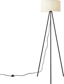 Lampă de podea modernă cu trepied alb cu abajur de catifea - Luz