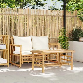 365870 vidaXL Set canapea de grădină din 2 piese, cu perne, bambus