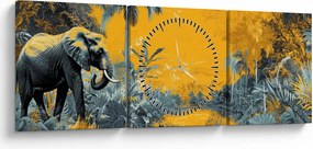Tablou - Elefant în natură (cu ceas) (90x30 cm)