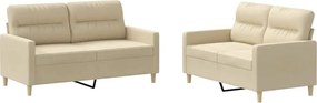 vidaXL Set de canapele cu perne, 2 piese, crem, textil