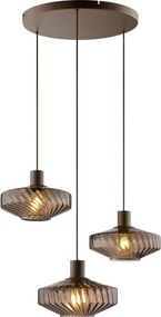 Brilliant - Lustru suspendat pe cablu LYN 3xE27/20W/230V Ø 69 cm maro/maro fumuriu