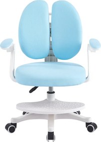 Scaun ergonomic pentru copii, spatar reglabil, suport picioare reglabil, rotativ, Albastru