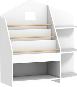 AIYAPLAY Raft pentru copii cu 7 rafturi pentru cărți, jucării, margini rotunjite, susține 40 kg, Alb | Aosom Romania