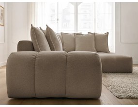 Colțar taupe extensibil/cu spațiu de depozitare cu tapițerie din chenille (cu colț pe partea dreaptă/în formă de ”L”) Everest – Bobochic Paris