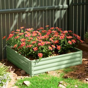 Outsunny Pat de grădină, Jardiniere cu structură de oțel, Verde, 120 x 120 x 30 cm | Aosom Romania