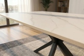 Masa dining cu blat ceramic GALAXIE alb 160x90cm