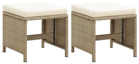 vidaXL Taburete de grădină cu perne, 2 buc., bej, poliratan