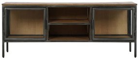 Comoda TV, neagra, din lemn si metal, Ferra