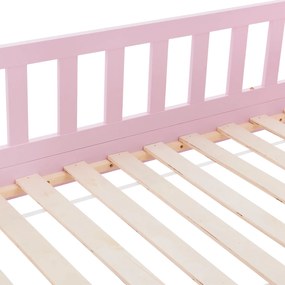 Patut Marli 90 x 200 cm cu 2 sertare si grilaj sipci - roz