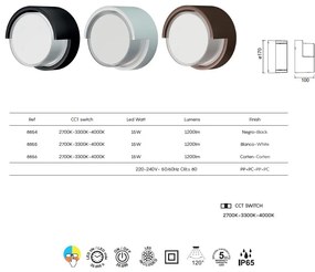 Aplica LED CCT pentru exterior IP65 CREEK diametru 17cm, negru MA-8854