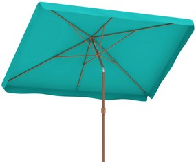 Outsunny Umbrelă de Grădină Înclinabilă cu Deschidere cu Manivelă și Orificiu de Aerisire, 300x200x235 cm, Turcoaz | Aosom Romania