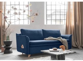 Canapea albastru-închis extensibilă cu tapițerie din catifea 225 cm Charming Charlie – Miuform