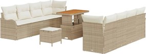 vidaXL Set de canapele pentru grădină cu pernă 11 pcs Bej poliratan