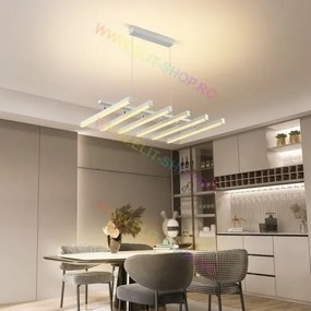 Lustra LED Cu Telecomanda, Elit's Esn1798-6-W, 144W, ALB