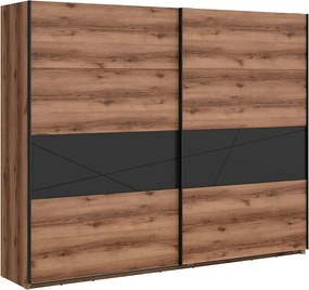 Dressing FORN, nuc/negru mat, PAL melaminat, cu 2 usi, 270x58x219 cm