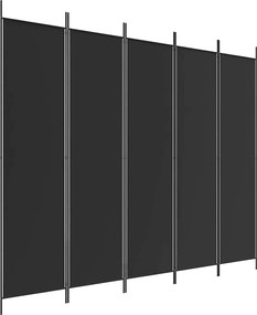 vidaXL Paravan de cameră cu 5 panouri, negru, 250x200 cm, textil