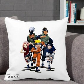 Perna Personalizata Naruto Echipa 7 Kakashi Sensei, 40x40 cm, Alba Mata, Husa Detasabila, Perna Inclusa, BEKZ®