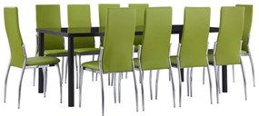 Set mobilier de bucatarie, 11 piese, verde, piele ecologica Verde, 11