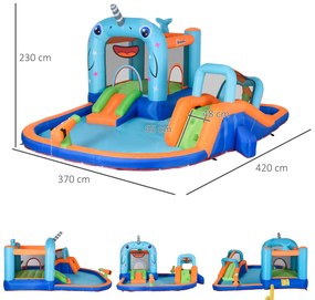 Castel gonflabil pentru copii 5 in 1 Outsunny cu tobogan, trambulina, piscina | Aosom RO