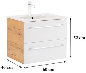 Dulap inferior Vario Clam 60 cu lavoar stejar-alb