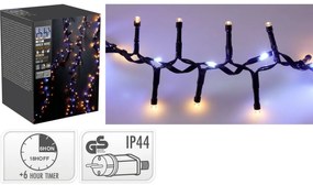 Instalație luminoasă exterior Waterfall, 15 m,1060LED alb cald și alb rece, temporizator, IP44, 15 m