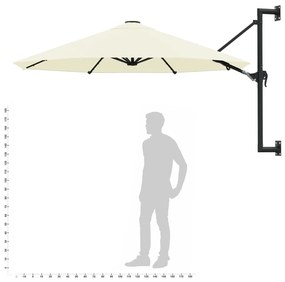 Umbrela soare, montaj pe perete, stalp metalic, 300 cm, nisipiu Nisip
