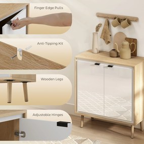 HOMCOM Dulap Modern cu 2 Uși și Raft Reglabil 72x35x77cm Alb și Stejar | Aosom Romania