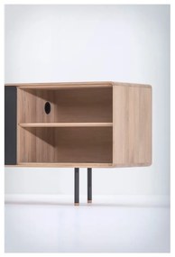 Comodă TV neagră/în culoare naturală din lemn de stejar 180x64 cm Fina – Gazzda