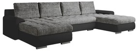 Set canapea universal, piele ecologica negru melir gri, TOLITA U UNI