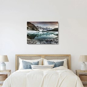 Tablou pe sticlă - lacul iarna (70x50 cm)