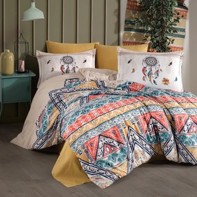 Set lenjerie pat clasy king size BOHO, bumbac, multicolor, 240x260 cm,