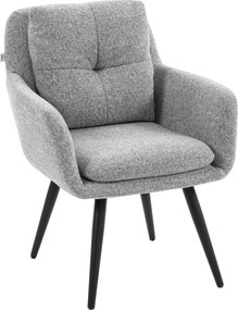 HOMCOM Scaun de accent modern, scaun tapițat cu picioare metalice, aspect de in, Gri deschis | Aosom Romania