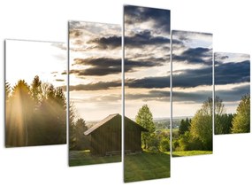 Tablou cabana în pădure (150x105 cm)