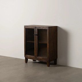 Vitrină maro din lemn de mango 80x100x40 cm Ravi – Ixia