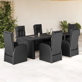 3277637 vidaXL Set mobilier de grădină cu perne, 7 piese, negru, poliratan