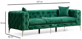 Canapea verde-închis cu tapițerie din catifea 237 cm Como – Artie