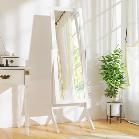 HOMCOM Oglindă Integrală cu 4 Picioare și Unghi Reglabil Alb | Aosom Romania