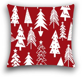 Fata de perna decorativa CHRISTMAS TREES 40x40 cm, rosu