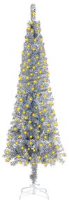 Set pom de Craciun subtire cu LED-uri argintiu 210 cm 1, Argintiu, 210 cm