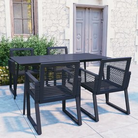 3060215 vidaXL Set mobilier de exterior, 5 piese, negru, ratan PVC