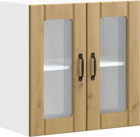 vidaXL Dulap bucătărie cu ușă sticlă Lucca lemn de stejar artificial