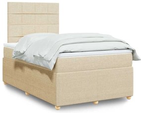 vidaXL Pat continental cu saltea, crem, 120x190 cm, textil