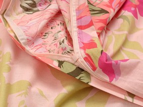 Lenjerie de pat din bumbac FLORI CU FRUNZE roz Dimensiune lenjerie de pat: 80 x 80 cm | 135 x 200 cm