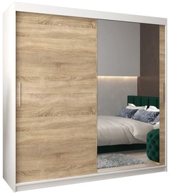 Dulap de haine 200 cm Toki 2 (alb mat + stejar sonoma). 1065016