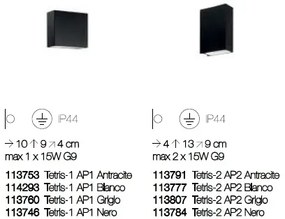 Aplica de perete moderna de exterior cu protectie IP44 TETRIS-1 AP1 antracit 113753