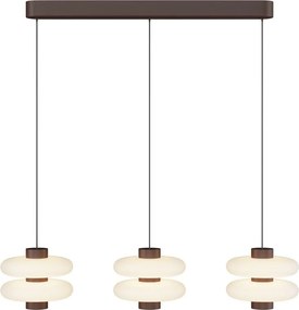 Lustra cu 3 pendule LED metal maro, sticla Nuvem