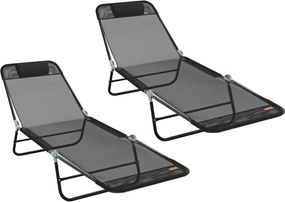 vidaXL Șezlong pliabil 2 pcs Negru 182 x 55 x 85,5 cm Textilenă
