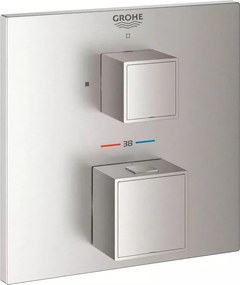 Baterie dus incastrata Grohtherm Cube termostatata crom periat Supersteel fara corp ingropat